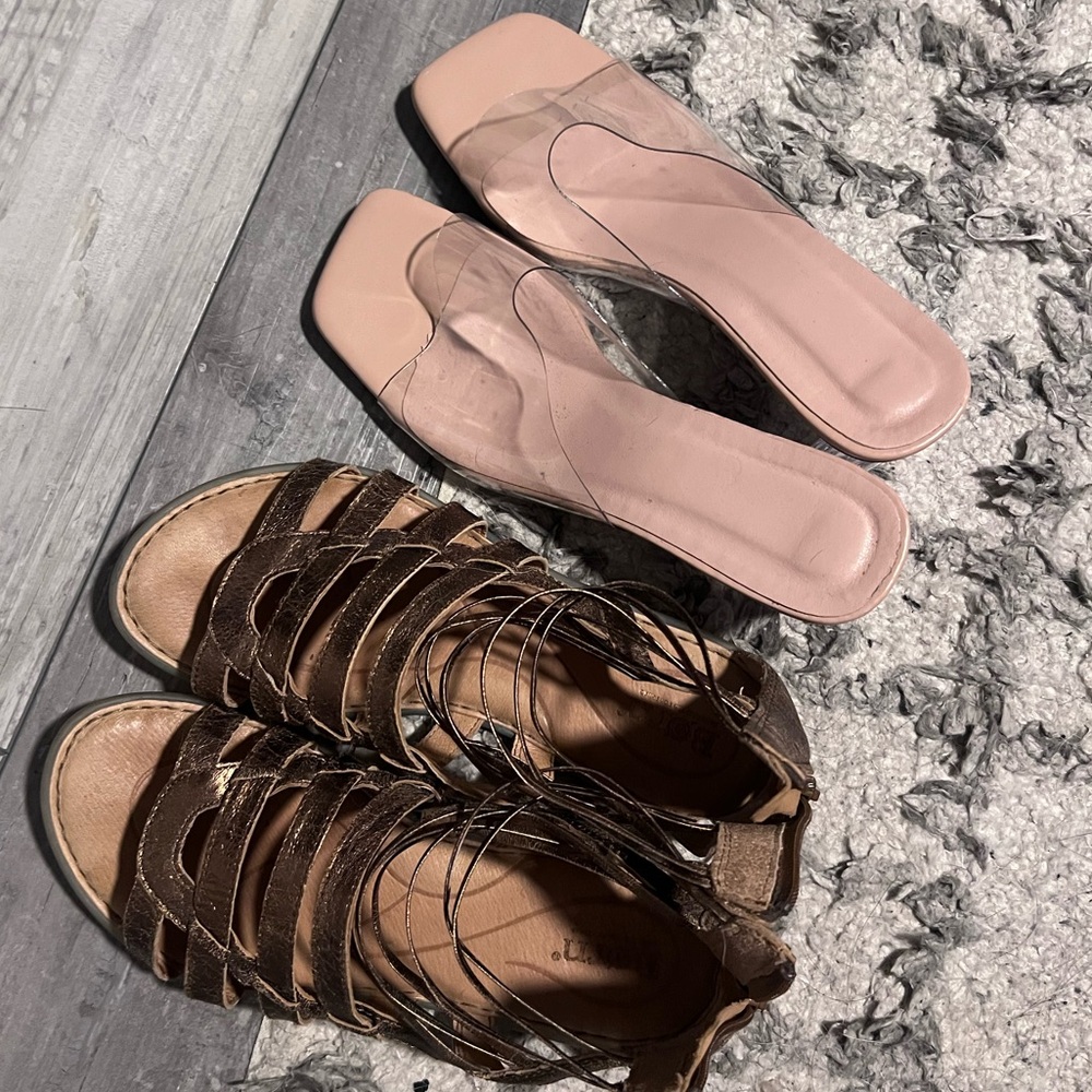 LEATHER SANDALS AND NUDE HEELS BUNDLED SIZE 8